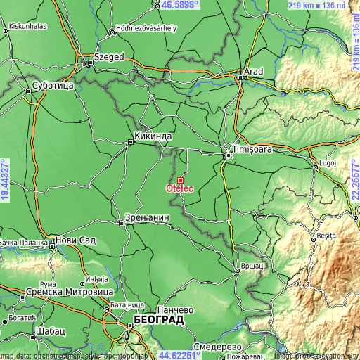 Topographic map of Otelec