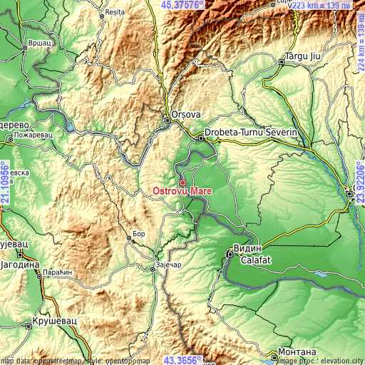 Topographic map of Ostrovu Mare