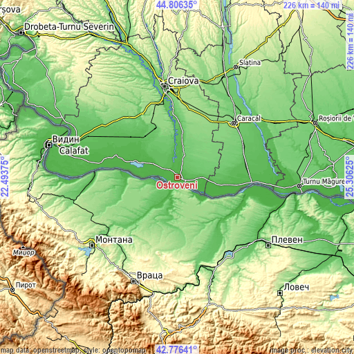 Topographic map of Ostroveni