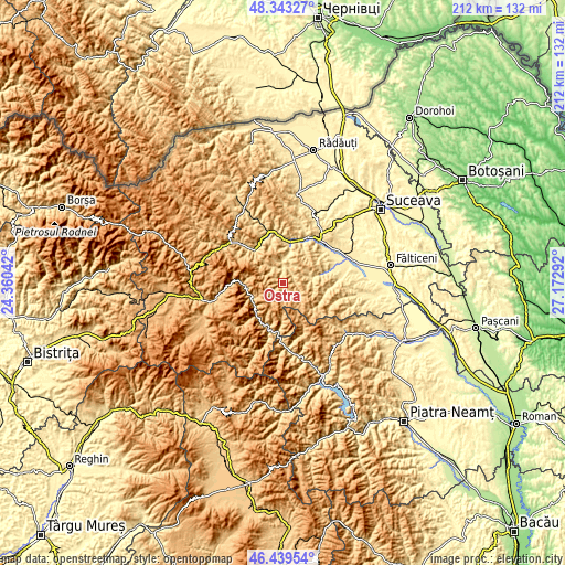 Topographic map of Ostra