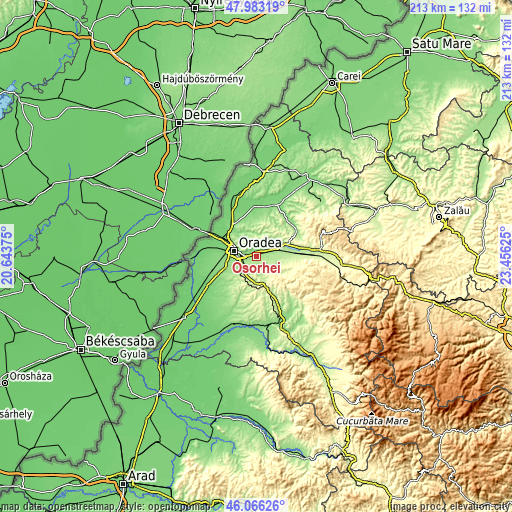 Topographic map of Oșorhei