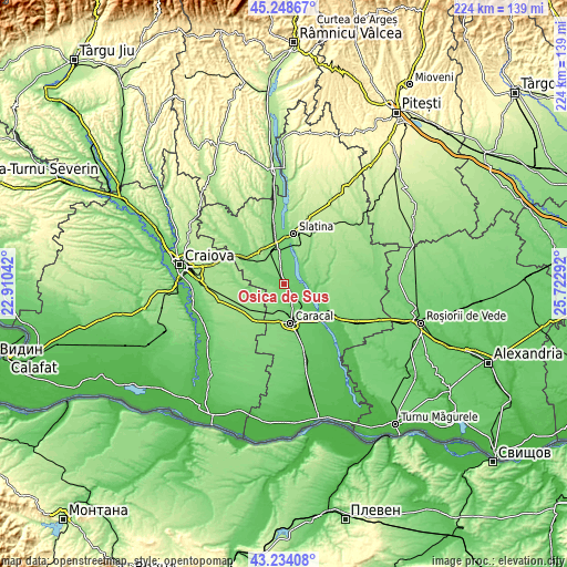 Topographic map of Osica de Sus