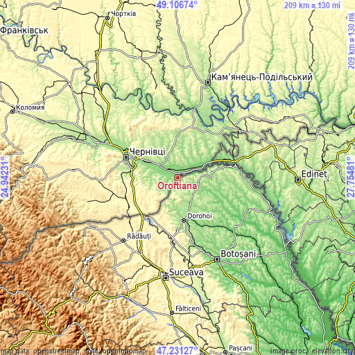 Topographic map of Oroftiana