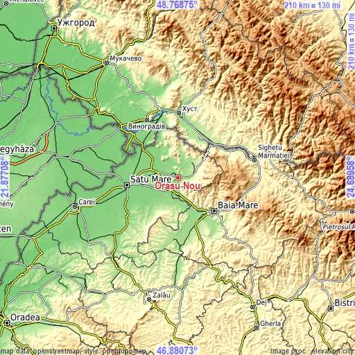 Topographic map of Oraşu Nou