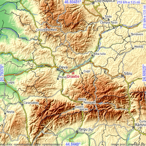 Topographic map of Orăştie