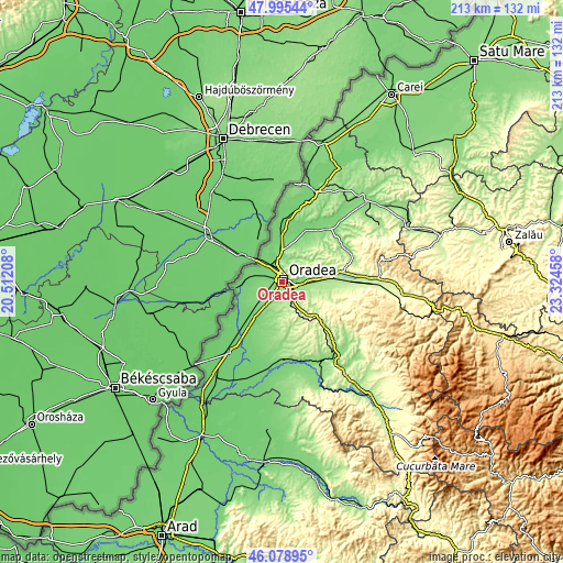 Topographic map of Oradea