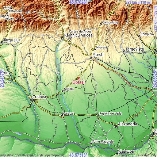 Topographic map of Optaşi