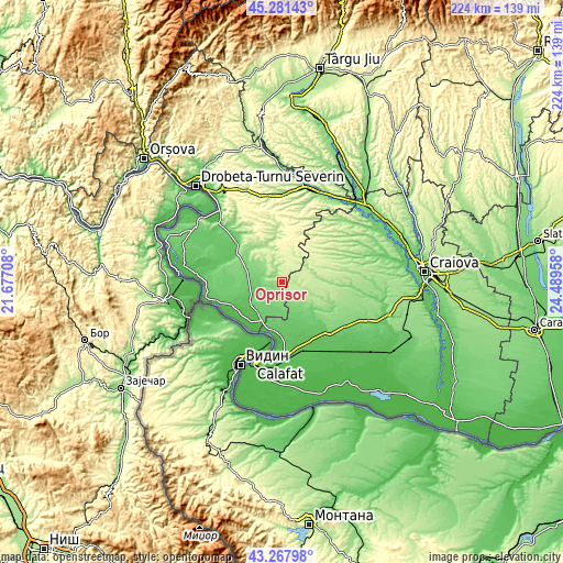 Topographic map of Oprişor