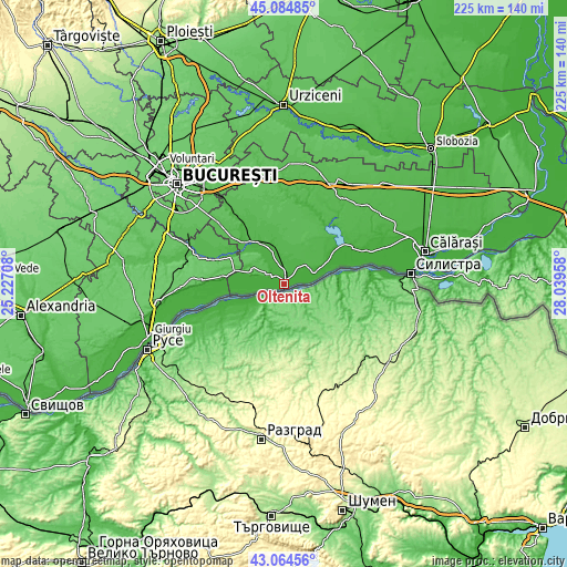 Topographic map of Olteniţa