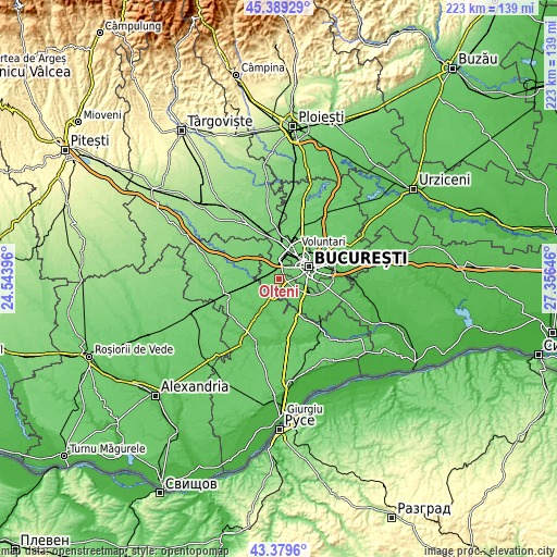 Topographic map of Olteni