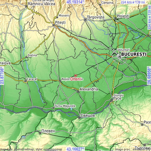 Topographic map of Olteni