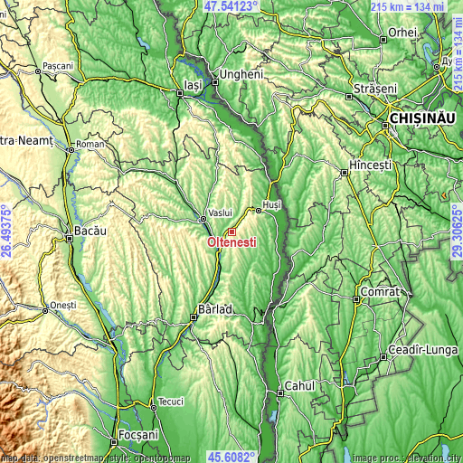 Topographic map of Olteneşti