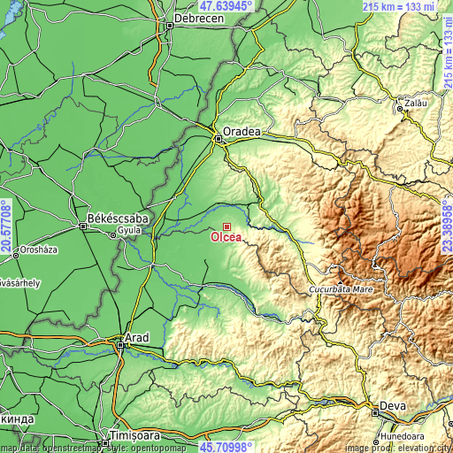 Topographic map of Olcea