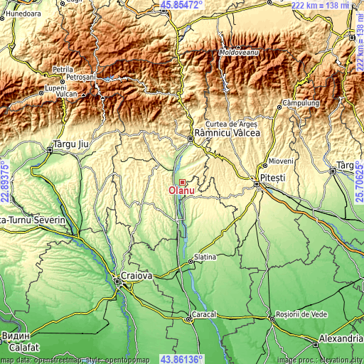 Topographic map of Olanu