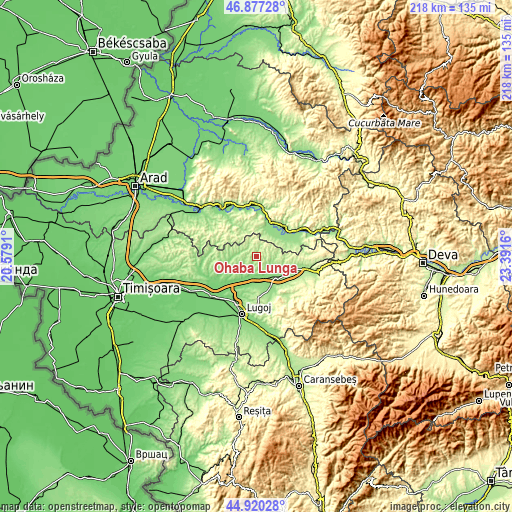 Topographic map of Ohaba Lungă