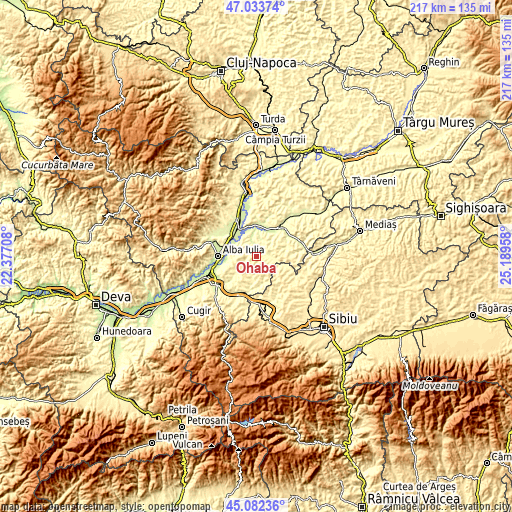 Topographic map of Ohaba