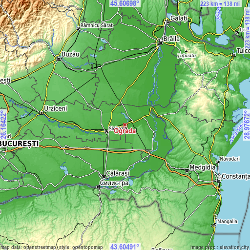 Topographic map of Ograda