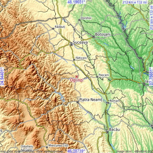 Topographic map of Oglinzi