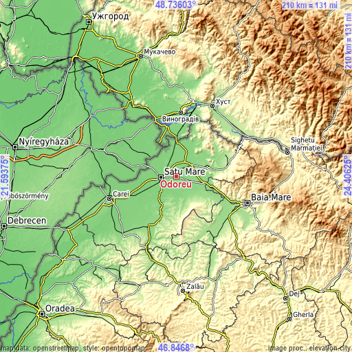 Topographic map of Odoreu