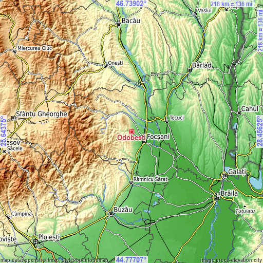 Topographic map of Odobeşti