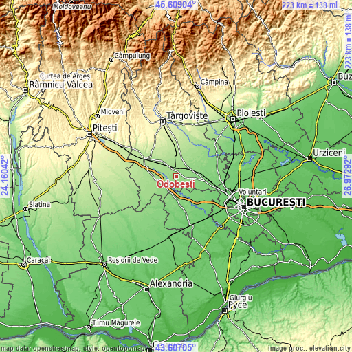 Topographic map of Odobeşti