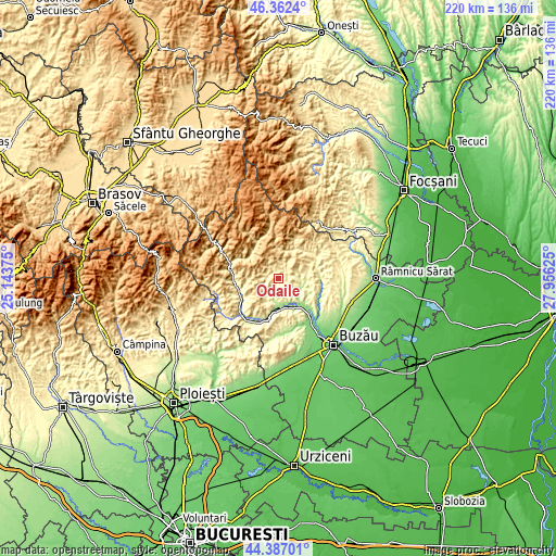 Topographic map of Odăile