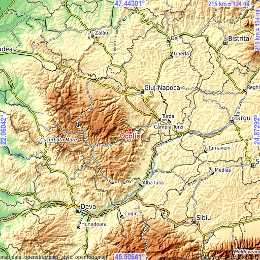 Topographic map of Ocoliş