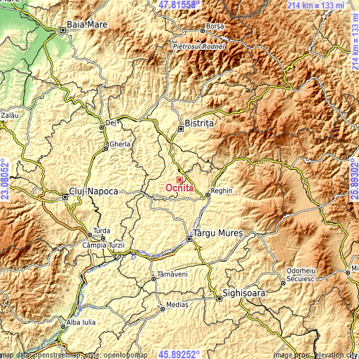 Topographic map of Ocnița