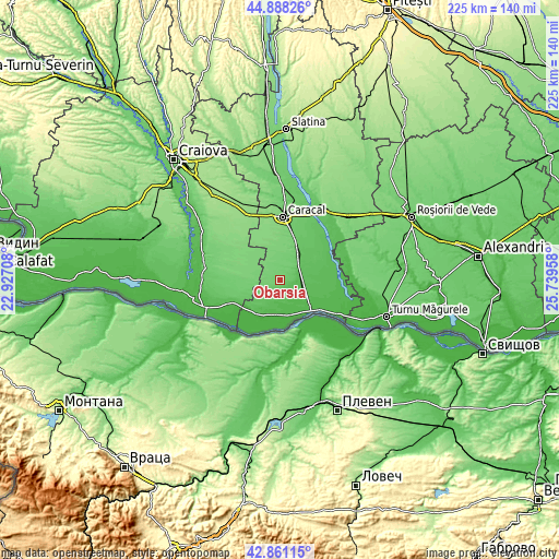 Topographic map of Obârşia