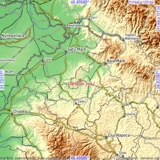 Topographic map of Oarţa de Jos