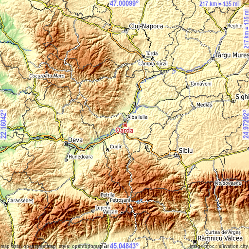 Topographic map of Oarda