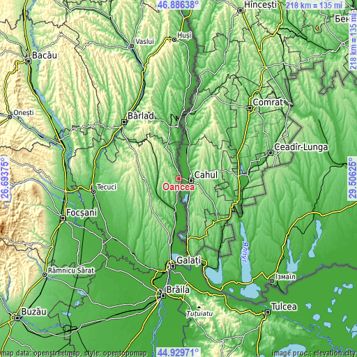 Topographic map of Oancea