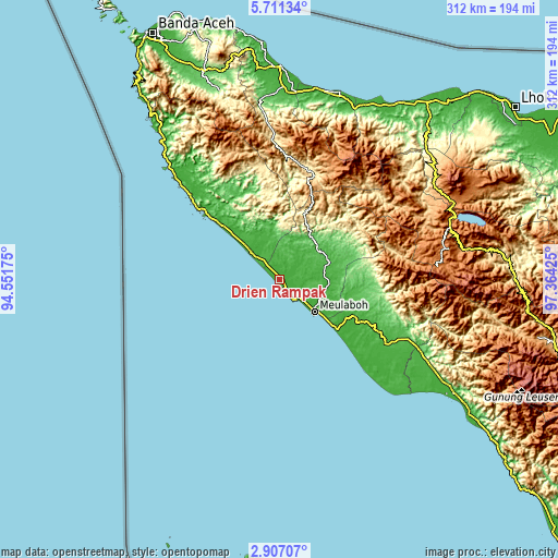 Topographic map of Drien Rampak