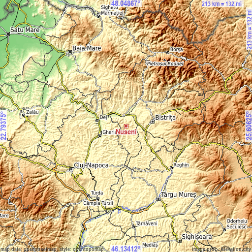 Topographic map of Nuşeni