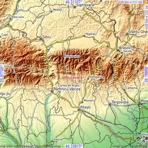 Topographic map of Nucşoara