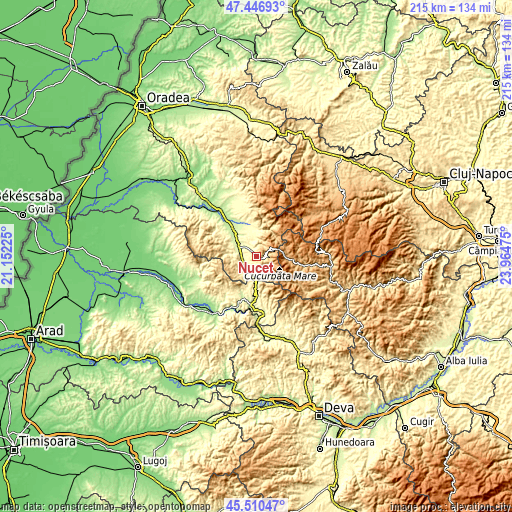 Topographic map of Nucet