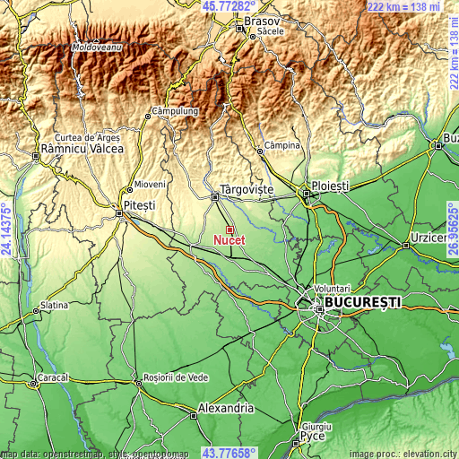 Topographic map of Nucet