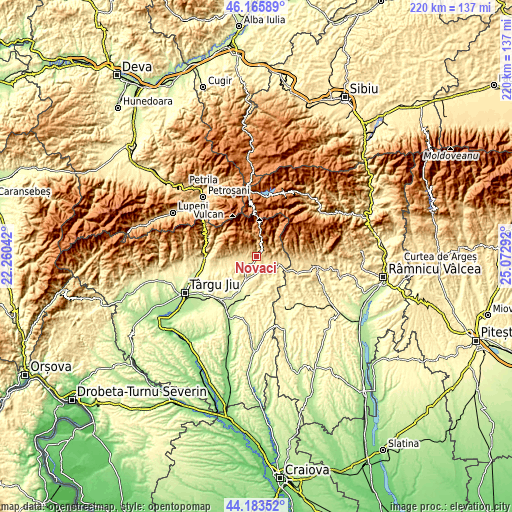 Topographic map of Novaci