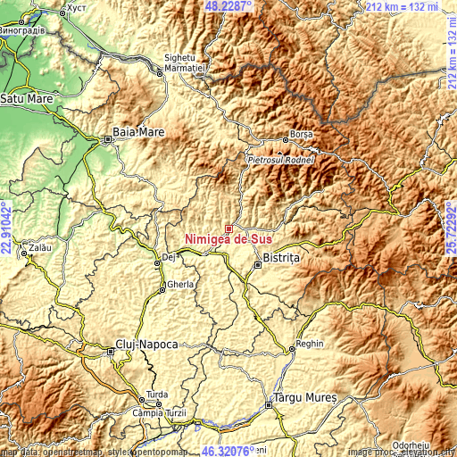 Topographic map of Nimigea de Sus