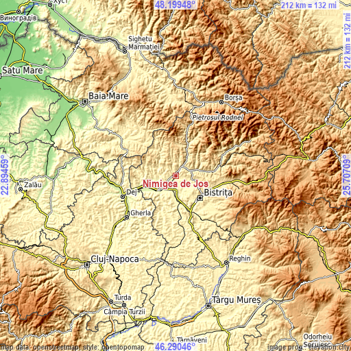 Topographic map of Nimigea de Jos