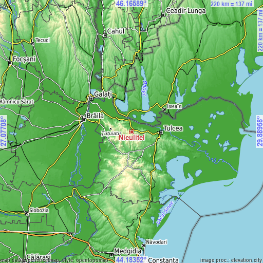 Topographic map of Niculiţel