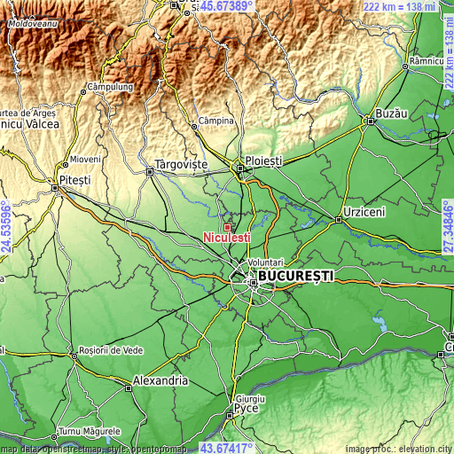 Topographic map of Niculești