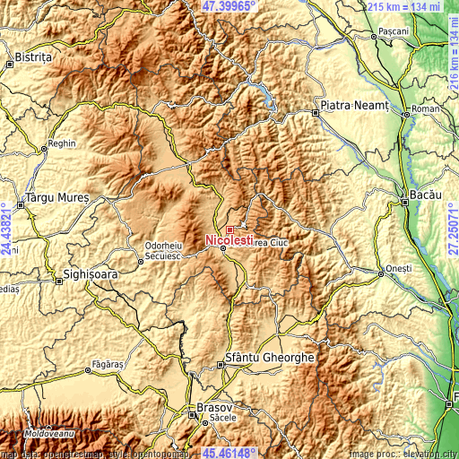 Topographic map of Nicolești
