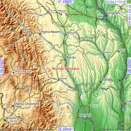 Topographic map of Nicolae Bălcescu