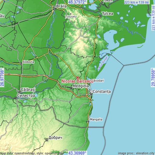 Topographic map of Nicolae Bălcescu