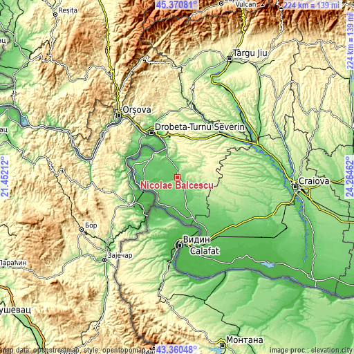 Topographic map of Nicolae Bălcescu