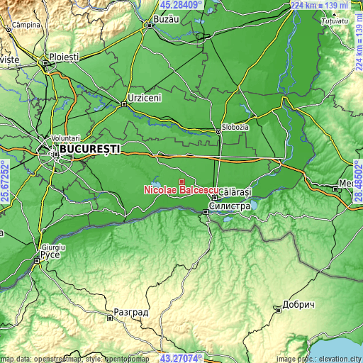 Topographic map of Nicolae Bălcescu