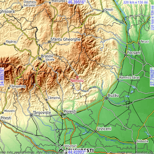 Topographic map of Nehoiu