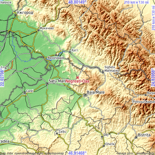 Topographic map of Negreşti-Oaş