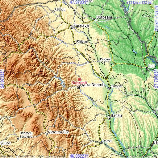 Topographic map of Negrești